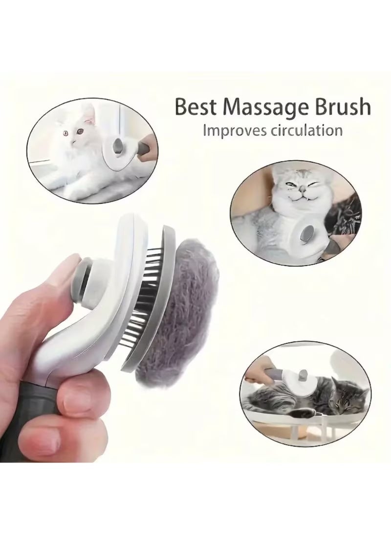 ZedAura Self Cleaning Slicker Pet Brush For Grooming Shedding Long or Short Haired Dog, Cats, Dog Brush, Cat Brush, Dog Brush For Shedding,  Cat Brushes For Indoor Cats, For Dog Cat Rabbit Easy to Remove Loose Fur And Undercoat - Image 3
