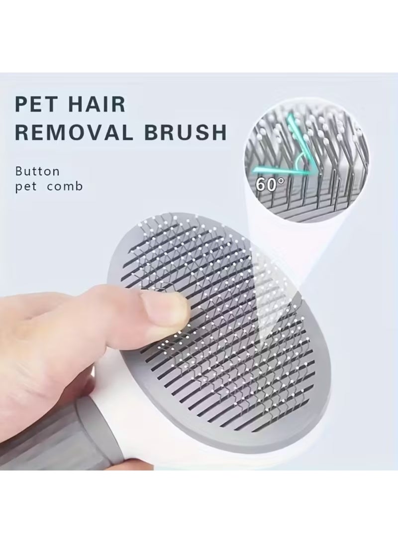 ZedAura Self Cleaning Slicker Pet Brush For Grooming Shedding Long or Short Haired Dog, Cats, Dog Brush, Cat Brush, Dog Brush For Shedding,  Cat Brushes For Indoor Cats, For Dog Cat Rabbit Easy to Remove Loose Fur And Undercoat - Image 2
