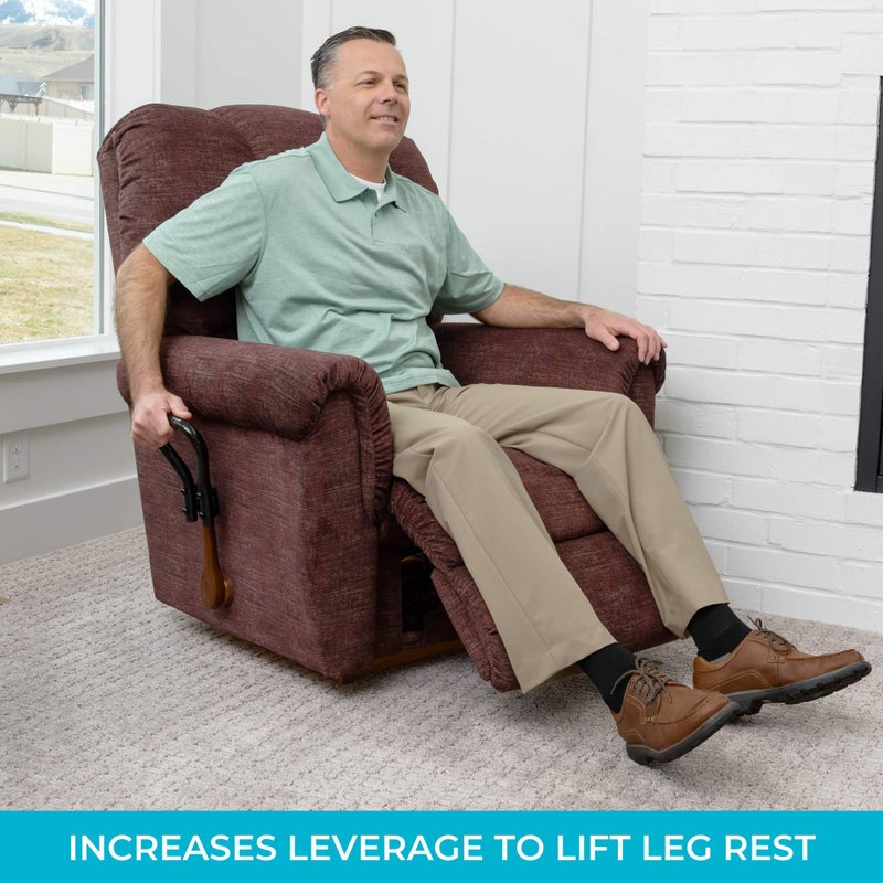 Stander Stander Recliner Lever Extender, Oversized Grip Handle Adapter for Adults, Seniors, and Elderly, Extension Handle with Large Ergonomic Curve Grab Bar, Compatible with Wooden Recliner Handles - Black  - Image 2