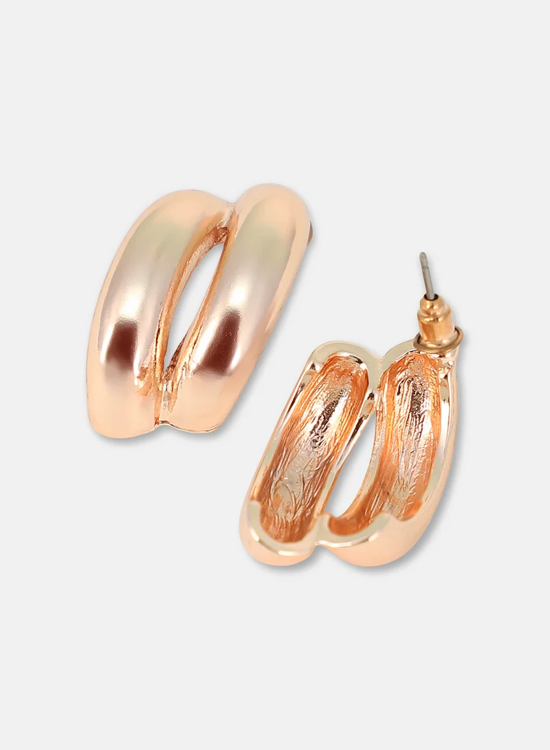 SOHI SOHI Women The Strokes Hoop Earrings | Rose  Colour | One-Size | Metallic Alloy Material | Push Back Closure |Half-Hoop Earrings For Casual & Evening Wear