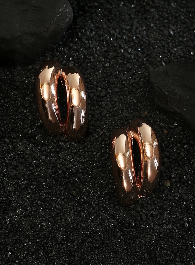 SOHI SOHI Women The Strokes Hoop Earrings | Rose  Colour | One-Size | Metallic Alloy Material | Push Back Closure |Half-Hoop Earrings For Casual & Evening Wear