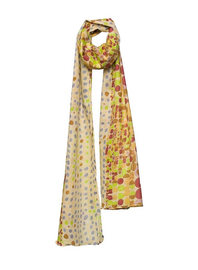 Handicraft-Palace" Cream Polka Dot Printed Women's Fashion Long Soft Scarf Cotton Wrap Stole Scarve For Women's Girls - Image 1