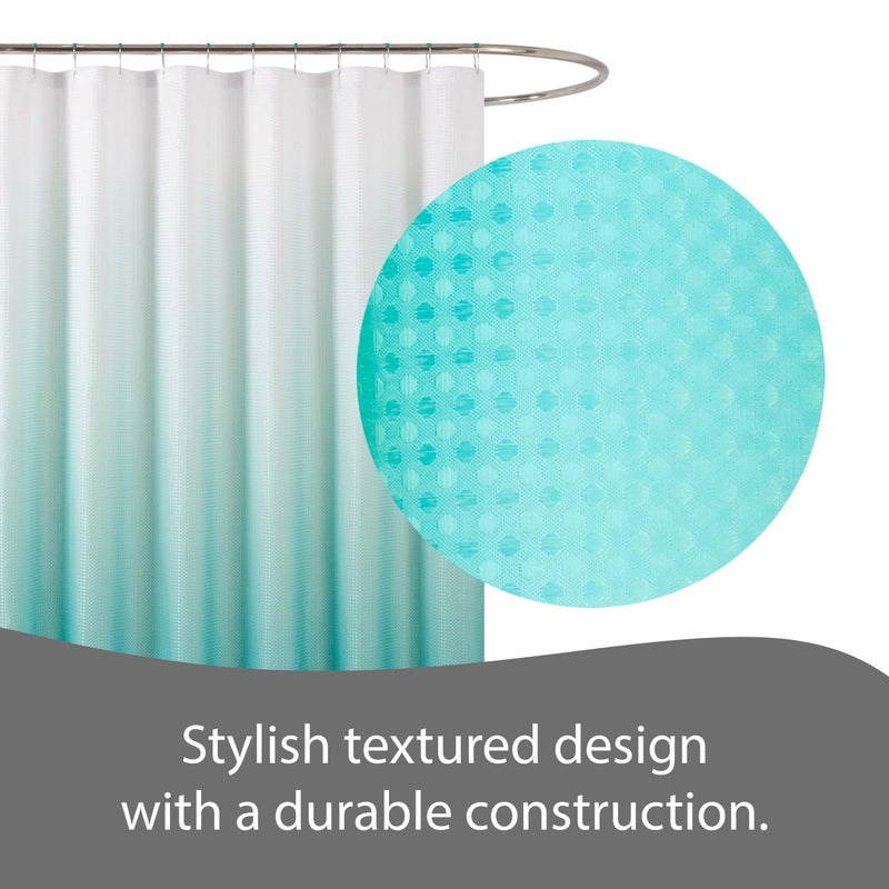 Creative Home Ideas Bathroom Sets with Shower Curtain and Rugs| Shower Curtain Sets with Rugs, Shower Curtain, Liner Set, 2 Chenille Bathmats and 12 Hooks | 70 x72 | White/Turquoise Ombre - Image 4