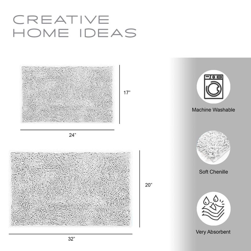 Creative Home Ideas Bathroom Sets with Shower Curtain and Rugs| Shower Curtain Sets with Rugs, Shower Curtain, Liner Set, 2 Chenille Bathmats and 12 Hooks | 70 x72 | White/Turquoise Ombre - Image 5