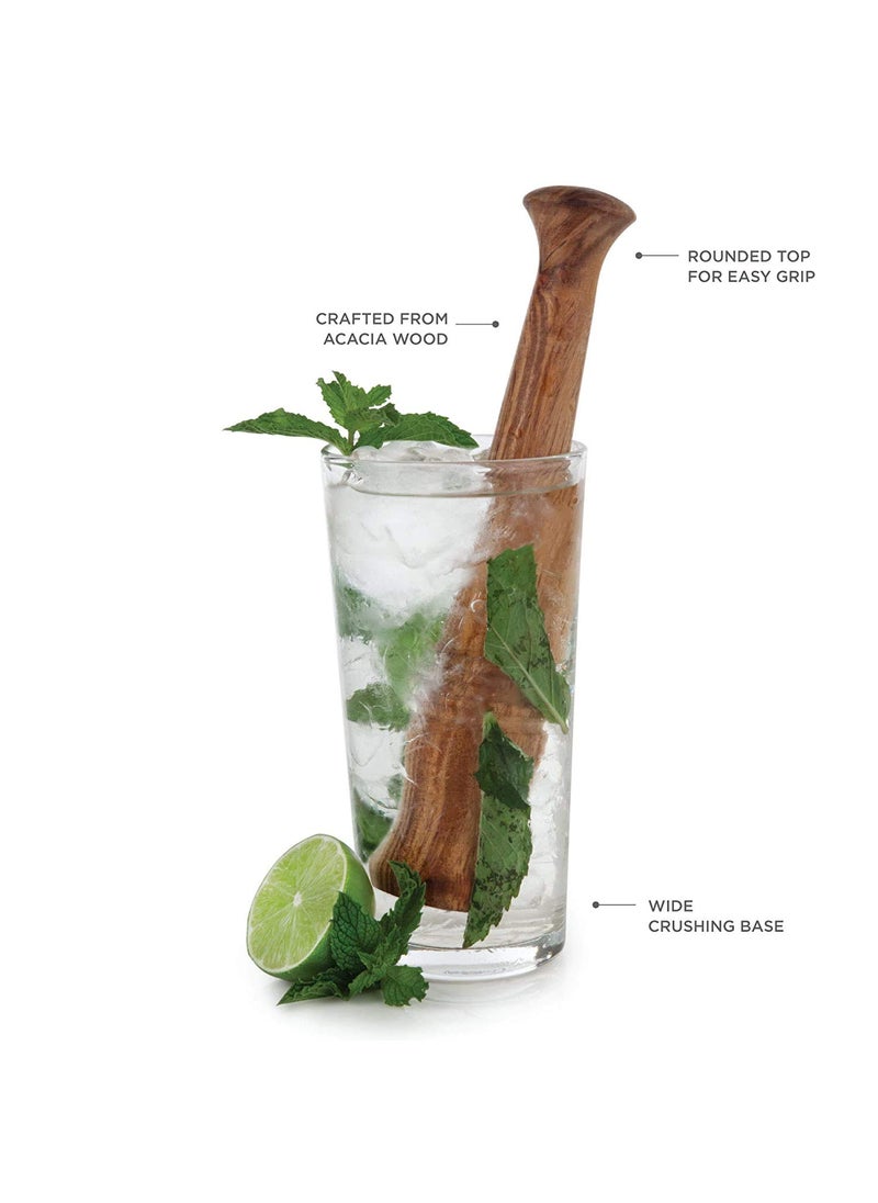 NJ NJ Sheesham Wooden Muddler Bar Tool, 10 - Inch Hardwood Mojito Muddler with Flat Head, Commercial Grade Cocktail Drink Muddlers, Bar Accessories: 1 Pc.  - Image 2