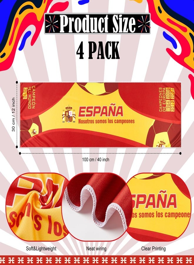 Flutesan National Flags Cooling Towels, 2/4/12 Pack Soccer Team Neck Ice Towels, 40"x12" Reusable Towel with Pouch & Clips, Instant Chill for Soccer Practice & Tournament(4 Pack,Spain) - Image 2