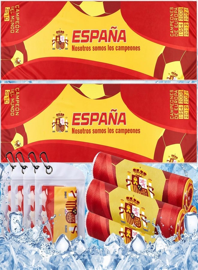 Flutesan National Flags Cooling Towels, 2/4/12 Pack Soccer Team Neck Ice Towels, 40"x12" Reusable Towel with Pouch & Clips, Instant Chill for Soccer Practice & Tournament(4 Pack,Spain) - Image 1