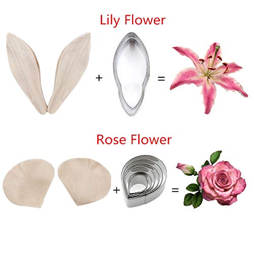 Colorkitchenware Gum Paste Flowers and Leaves Fondant Tools Kit-4set Gumpaste Flower Cutter 4set Fondant Flower Silicone Molds 1 Veining Board 1 Foam Pad 7 Modelling Tools 4 Ball Tools 1 Rolling Pin - Image 3
