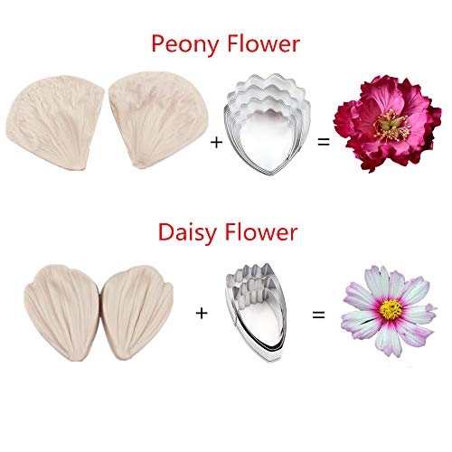Colorkitchenware Gum Paste Flowers and Leaves Fondant Tools Kit-4set Gumpaste Flower Cutter 4set Fondant Flower Silicone Molds 1 Veining Board 1 Foam Pad 7 Modelling Tools 4 Ball Tools 1 Rolling Pin - Image 2