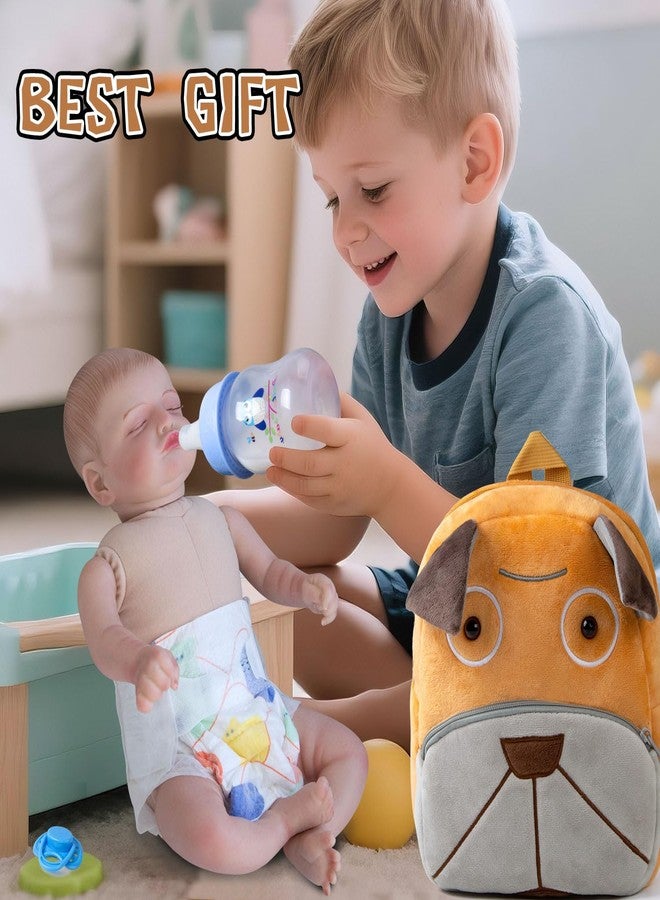 Pedolltree 10 Pcs Reborn Baby Doll Diaper Bag Care and Feeding Set with Puppy Backpack Diapers Pacifier Bottle Comb for 17-24 inches Reborn Dolls Accessories Newborn Baby - Image 2