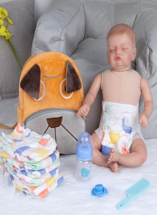 Pedolltree 10 Pcs Reborn Baby Doll Diaper Bag Care and Feeding Set with Puppy Backpack Diapers Pacifier Bottle Comb for 17-24 inches Reborn Dolls Accessories Newborn Baby - Image 3