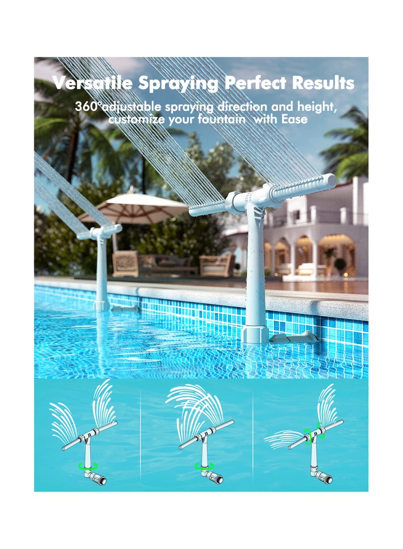 SOLARAE Pool Fountain, Dual Spray Water Fountains for Above Ground/ Inground Pools, 2-in-1 Adjustable Waterfall Pool Sprinkler Fountain for Cooling & Relaxation, Swimming Pool SPA Accessories - Image 3