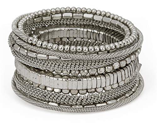 SPUNKYsoul Handmade Bohemian Coil in Silver Bracelet for Women Collection - Image 1