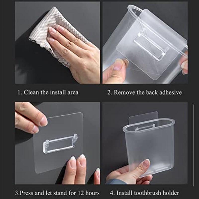 2 Packs Toothbrush Holders Wall Mounted, Self Adhesive Tooth Brush Holder for Bathroom Electric Toothbrush Toothpaste Razor Holder Bathroom Accessories - Image 5