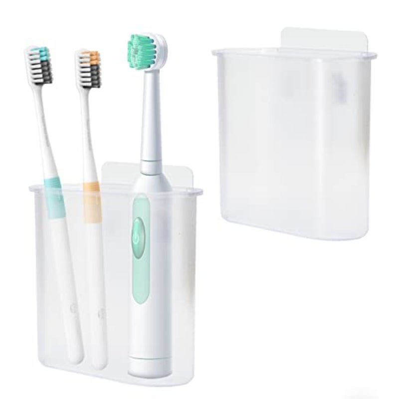 2 Packs Toothbrush Holders Wall Mounted, Self Adhesive Tooth Brush Holder for Bathroom Electric Toothbrush Toothpaste Razor Holder Bathroom Accessories - Image 1