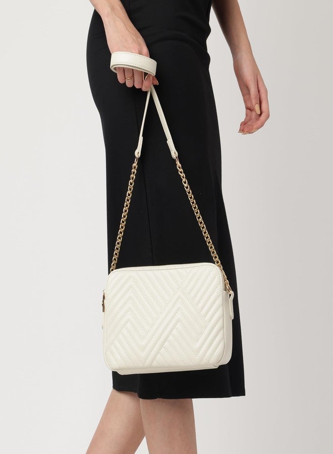Fastrack StitchPlay Sling | Quilted Faux-Leather Women’s Handbag | Crossbody with 3 Compartments & Metal Strap | Sling for Everyday Carry - Image 2