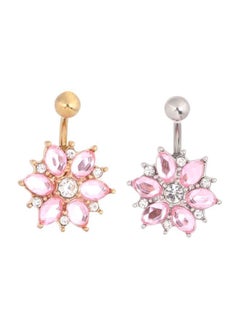 2-Piece Stainless Steel Sunflower Belly Button Navel Ring Set