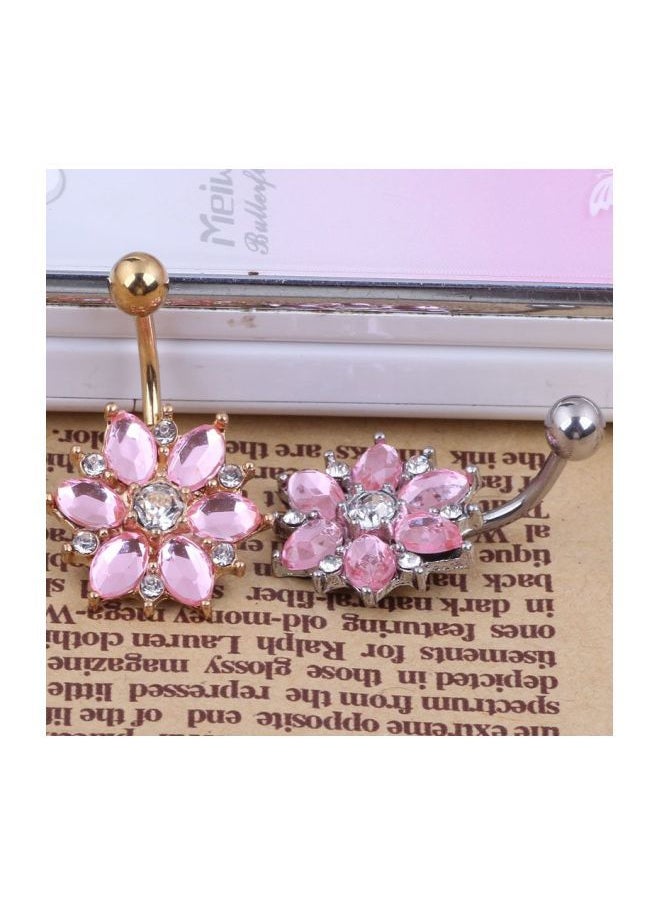 NIBEMINENT - 2-Piece Stainless Steel Sunflower Belly Button Navel Ring Set - Image 1