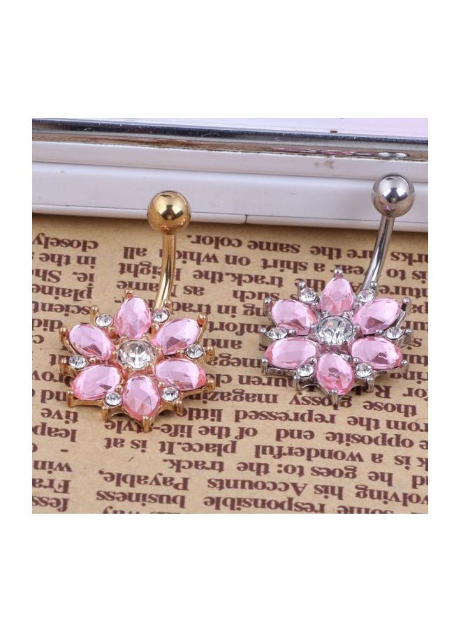 NIBEMINENT - 2-Piece Stainless Steel Sunflower Belly Button Navel Ring Set - Image 1