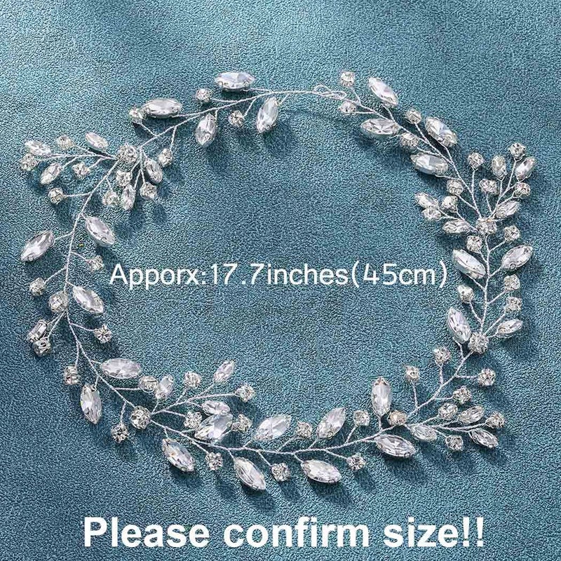 Unicra Bride Wedding Rhinestone Hair Vine Bridal Silver Hair Piece Crystal Headband Hair Accessories for Women and Girls (17.7inches) (Silver) - Image 4