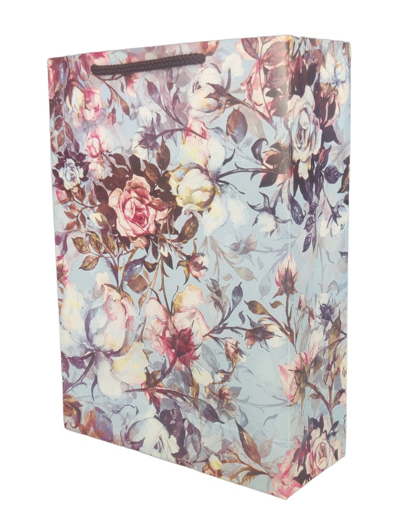Arrow Paper Products Art Rose Flower Printed Paper Gift Bags for Return Gifts | Weddings | Birthday | Holiday Gifting & Presents (Size: 28x20x7.5 cm | Pack of 80) - Image 2