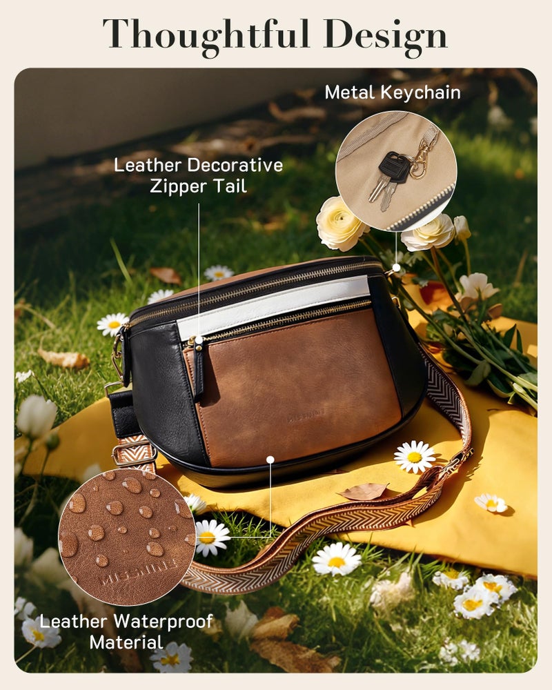 Missnine Crossbody Bags for Women, Vegan Leather Fashion Crossbody Purses Small Shoulder Handbags Wallet with Wide Strap, Black - Image 5