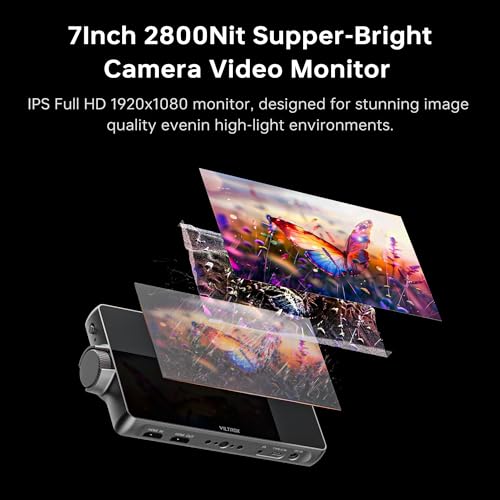 VILTROX مراقب الكاميرا VILTROX DC-A1 بحجم 7 بوصات مع شاشة تعمل باللمس، 2800 نيت، 4K HDMI في/خارج، مجموعة مراقب خارجي DSLR مع غطاء واقي من الشمس، أدوات المراقبة ومخطط المتجهات، مساعد التركيز، 3DLUT، وظيفة اللون الزائف - Image 2