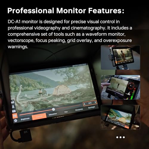 VILTROX مراقب الكاميرا VILTROX DC-A1 بحجم 7 بوصات مع شاشة تعمل باللمس، 2800 نيت، 4K HDMI في/خارج، مجموعة مراقب خارجي DSLR مع غطاء واقي من الشمس، أدوات المراقبة ومخطط المتجهات، مساعد التركيز، 3DLUT، وظيفة اللون الزائف - Image 3