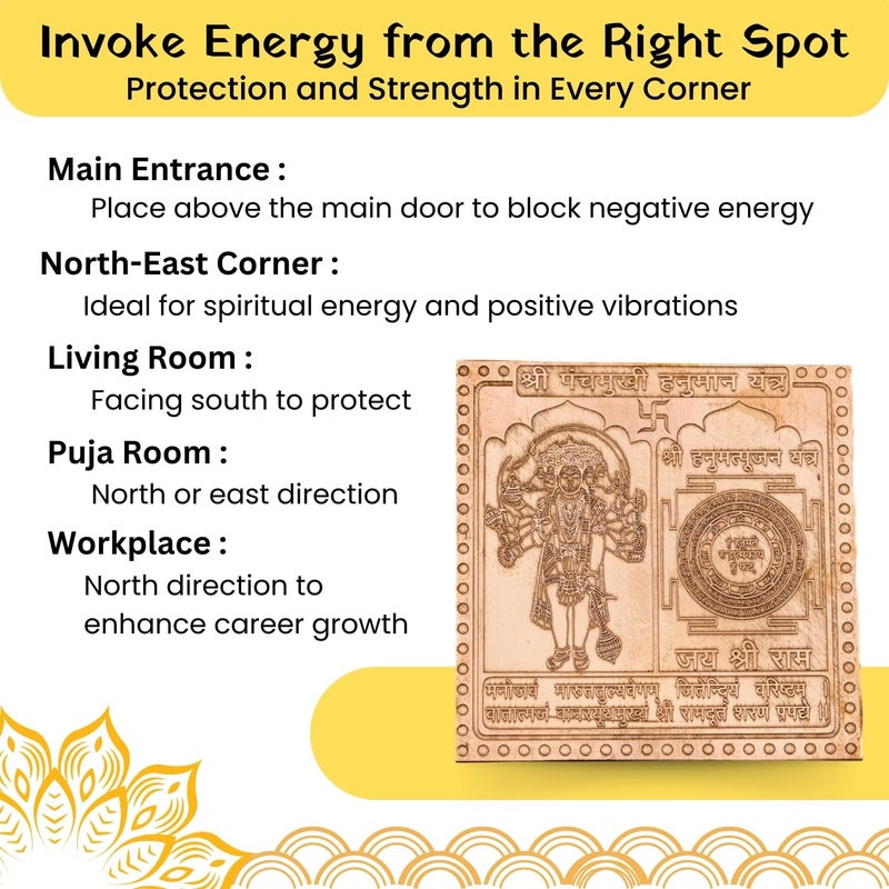 Plus Value Panchmukhi Hanuman Yantra Vastu Remedies South Sw Facing Main Door Home Office Business Factory Entrance Protection 3 x 3 Inch Copper - Image 5
