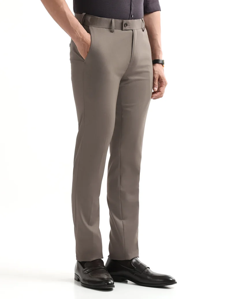 Arrow Brown Velocity Super Slim Fit Trousers for Men | Best Price UAE