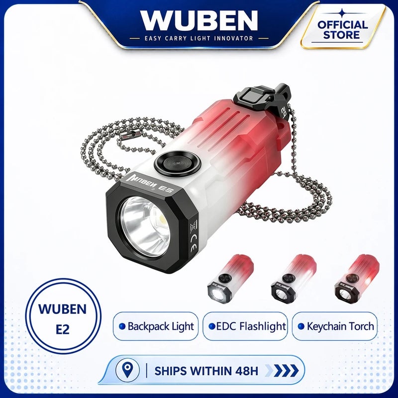 وبين مصباح يدوي Wuben E2 EDC Flashlight Ultra Light Heartbeat Strobe Neck Torch Mini Rechargeable Keychain Flashlights IP66 Camping Pocket Light - Image 2