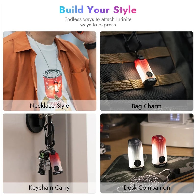 وبين مصباح يدوي Wuben E2 EDC Flashlight Ultra Light Heartbeat Strobe Neck Torch Mini Rechargeable Keychain Flashlights IP66 Camping Pocket Light - Image 5