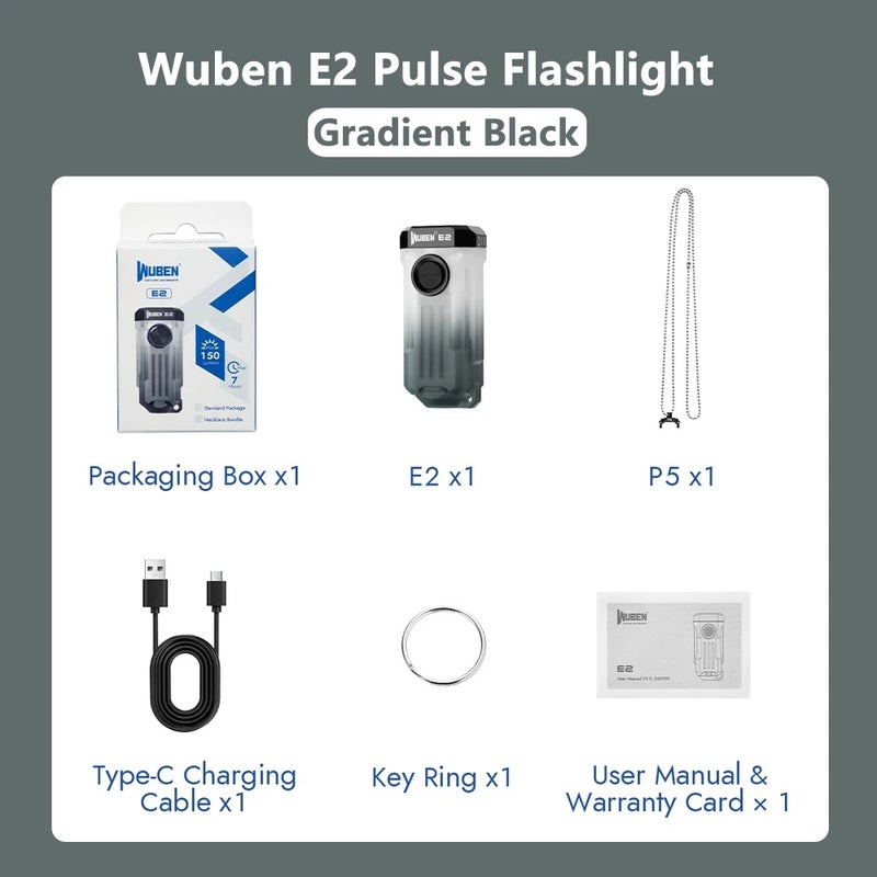 وبين مصباح يدوي Wuben E2 EDC Flashlight Ultra Light Heartbeat Strobe Neck Torch Mini Rechargeable Keychain Flashlights IP66 Camping Pocket Light - Image 1