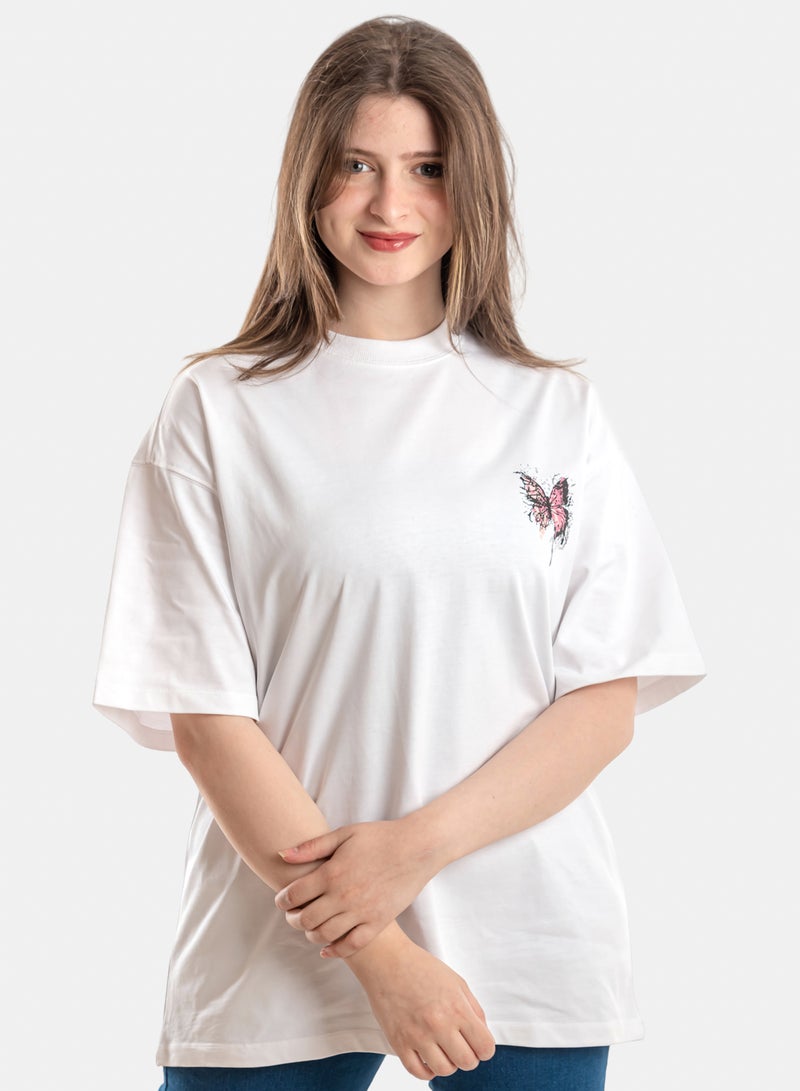 OWL T-shirt 'butterfly' Off White - Image 1