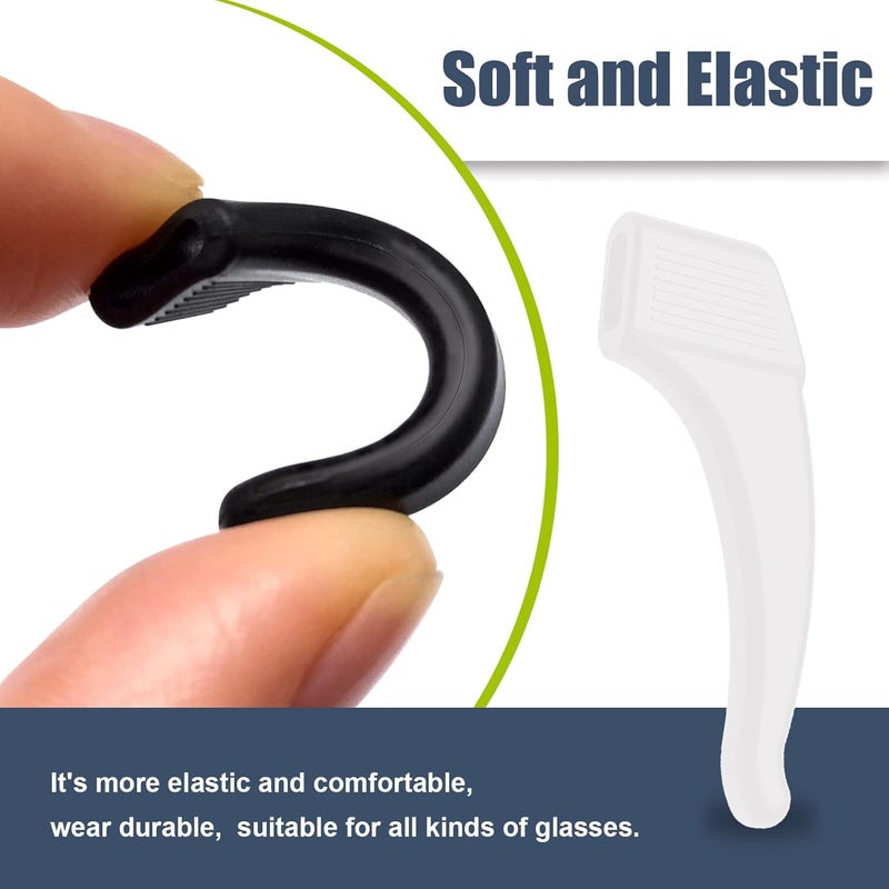 SMARTTOP 20 Pairs Anti-Slip Eyeglass Ear Grips Hook, Comfortable Silicone Elastic Eyeglasses Temple Tips Sleeve Retainer-For Eyeglasses Sunglasses Spectacles Glasses(Black+Clear+Brown) - Image 4