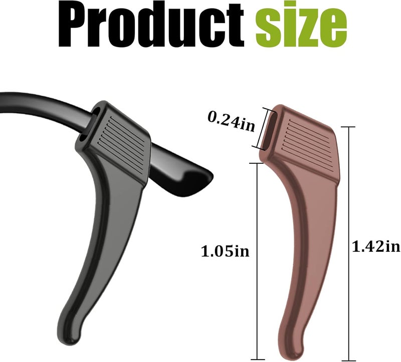 SMARTTOP 20 Pairs Anti-Slip Eyeglass Ear Grips Hook, Comfortable Silicone Elastic Eyeglasses Temple Tips Sleeve Retainer-For Eyeglasses Sunglasses Spectacles Glasses(Black+Clear+Brown) - Image 2