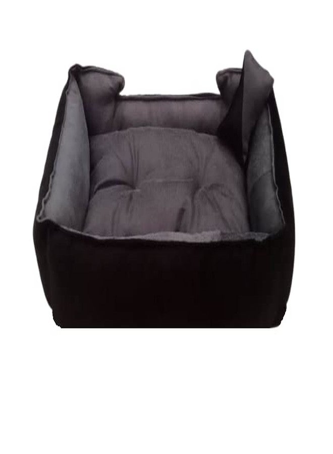 Gorgeous Latest Unique Beds,Sofa Style Velvet Round Bed for Dog and Cat (Red,Black)-Small (L, Grey & Black) - Image 3