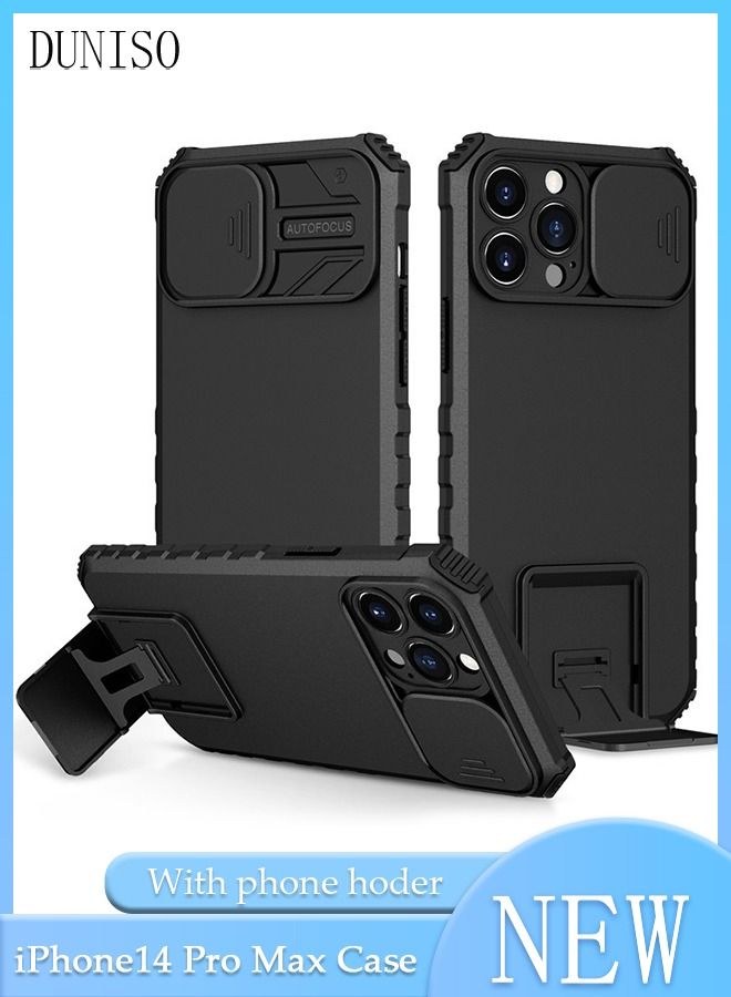 DUNISO iphone14 Pro Max Phone Case 6.7" Full Body Protective Phone Cover Anti-fall Anti-fingerprint Phone Case With Phone Holder and Camera Protector for iphone14 Pro Max  5G Phone Case - Image 1
