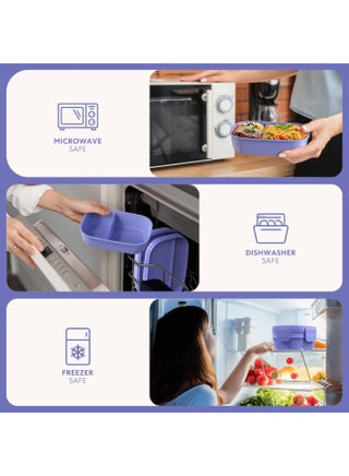 Lunch Box Containers, Stackable Bento Box Adult Lunch Box for Kids, Large Capacity 1900ml Lunchbox with Utensil Set, Leak-Proof Bento Lunch Box for Dining Out, Work, Picnic, School - view 5