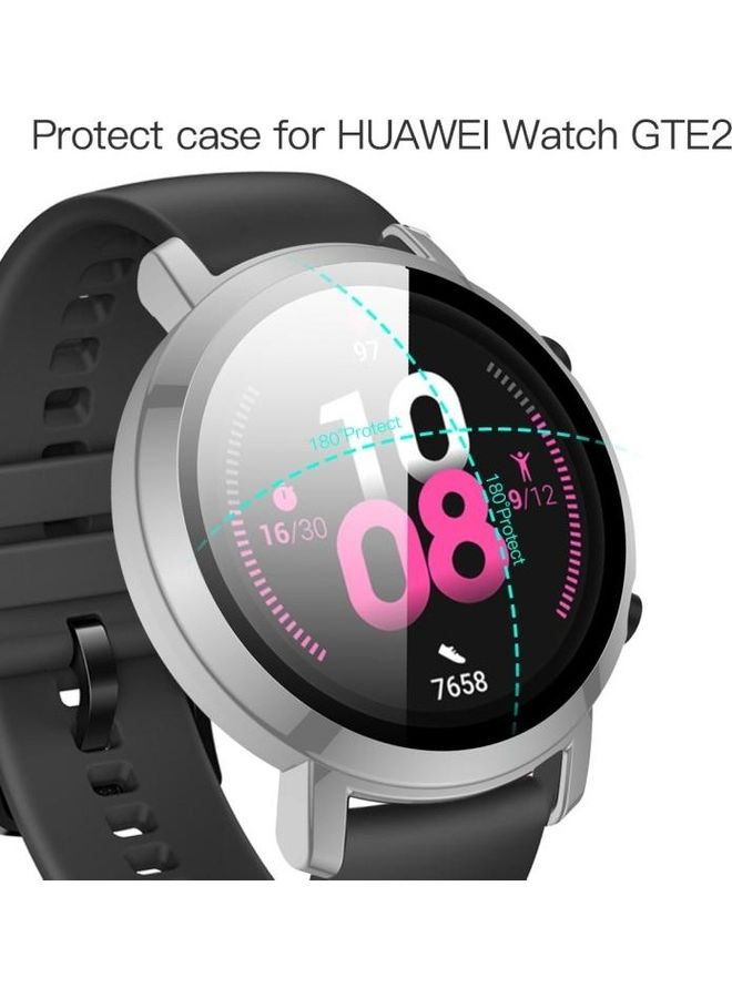 NIBEMINENT 2 in 1 Tempered Glass Screen Protector + Fully Plating PC Case For Huawei Watch GT2 42mm Grey - Image 4