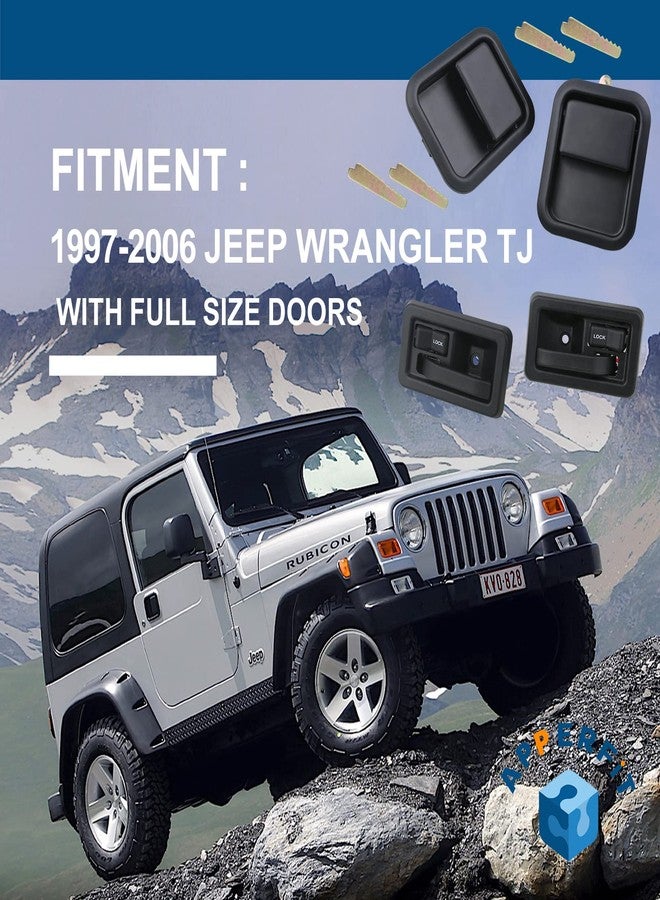 APPERFiT Exterior & Interior Door Handles w/Keepers Compatible with Jeep Wrangler YJ TJ 1991-2002 with Full Doors Replaces 55176382AE 55176383AE 55176477AB 55176476AB - Image 5
