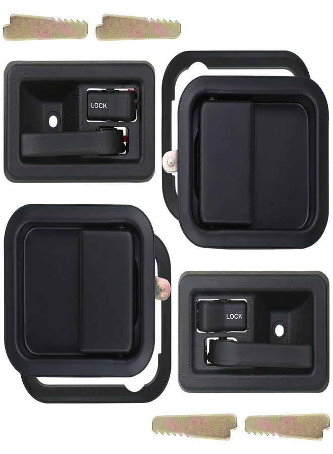 APPERFiT Exterior & Interior Door Handles w/Keepers Compatible with Jeep Wrangler YJ TJ 1991-2002 with Full Doors Replaces 55176382AE 55176383AE 55176477AB 55176476AB - Image 1