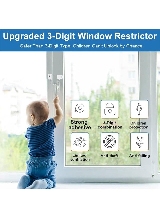 DUNISO 2 Pcs Window Safety Locks，Child Safety Password Cabinet Locks,Child Proof Fridge Lock，No Drill,Easy to Install，for Refrigerator, Cabinets, Closets, Drawers, Window，White - Image 2