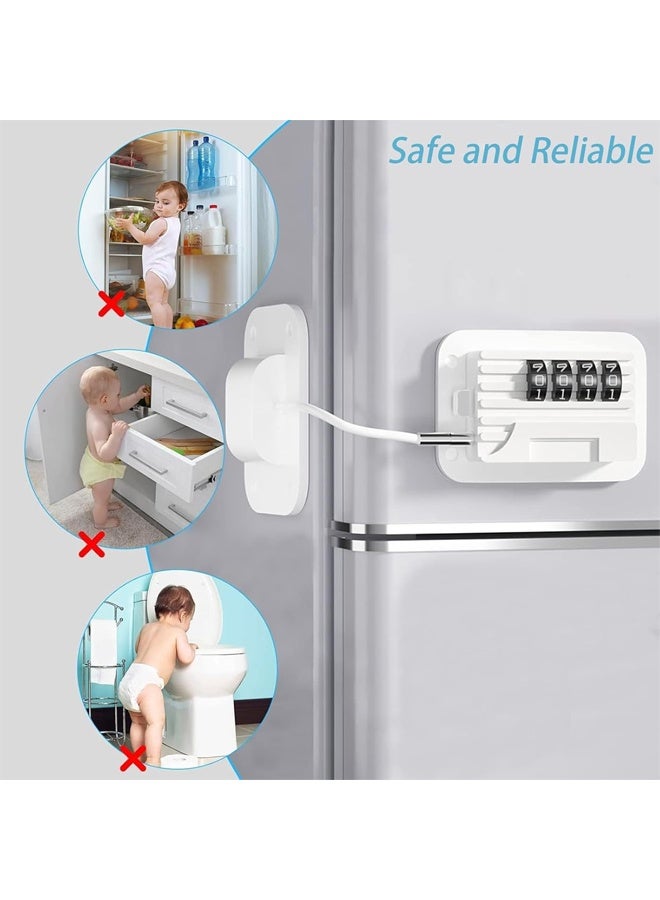 DUNISO 2 Pcs Window Safety Locks，Child Safety Password Cabinet Locks,Child Proof Fridge Lock，No Drill,Easy to Install，for Refrigerator, Cabinets, Closets, Drawers, Window，White - Image 4