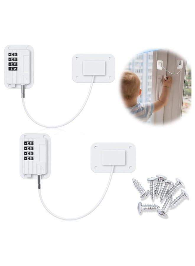 DUNISO 2 Pcs Window Safety Locks，Child Safety Password Cabinet Locks,Child Proof Fridge Lock，No Drill,Easy to Install，for Refrigerator, Cabinets, Closets, Drawers, Window，White - Image 1