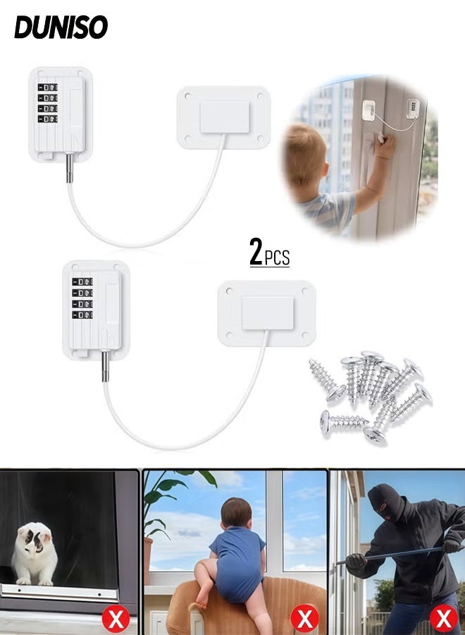 DUNISO 2 Pcs Window Safety Locks，Child Safety Password Cabinet Locks,Child Proof Fridge Lock，No Drill,Easy to Install，for Refrigerator, Cabinets, Closets, Drawers, Window，White - Image 1