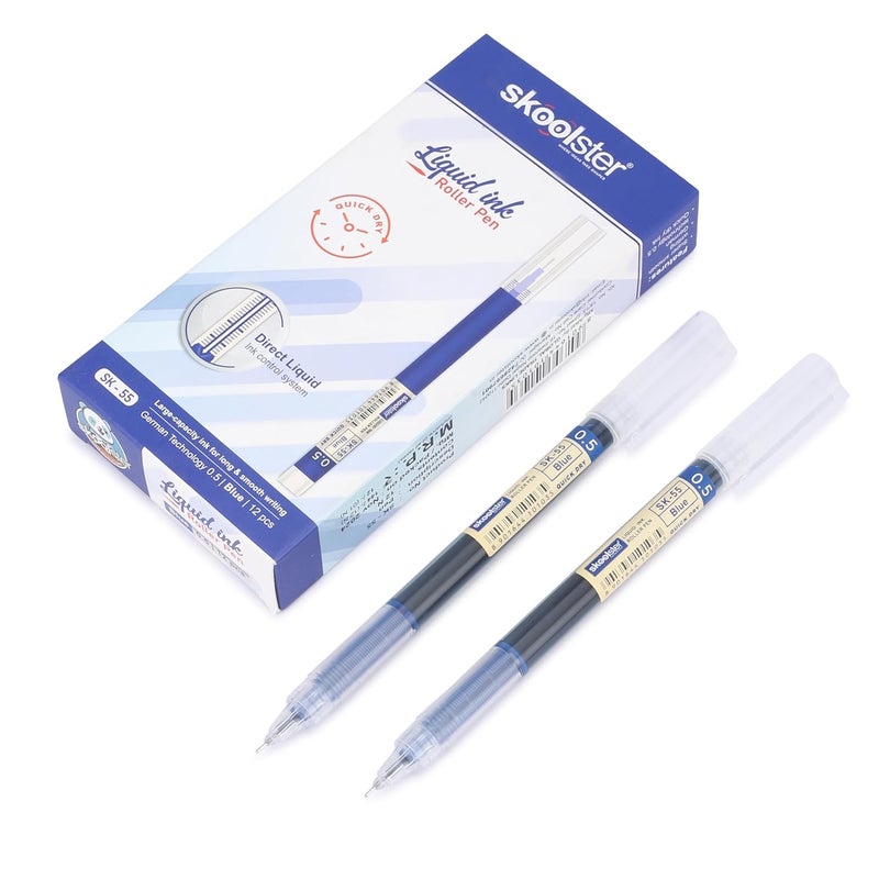 Skoolster Liquid Ink Roller Pen 0.5mm, Pack of 24, Smooth Quick-Dry Writing Pens for Office, School, Professionals & Exams (Blue) - Image 1