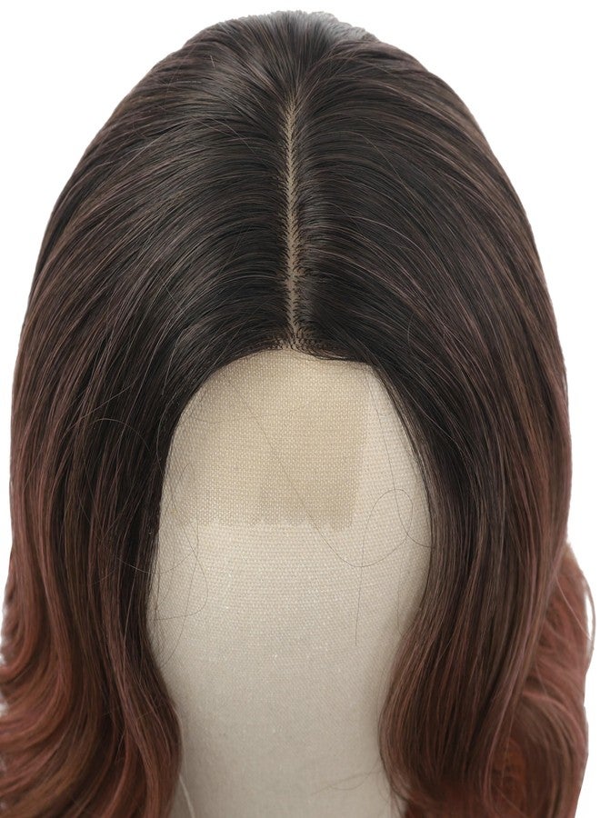 FUTAI Long Wavy Wig 30 Inch Ombre Pink HD Front Lace Body Curly Synthetic Hair Wigs for Women Professional Female Diverse Styles Daily Party Cosplay - Image 5