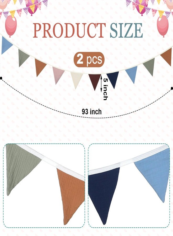 Oudain 15.5 ft Pennant Banner Flags, 2 Pcs Nursery Garland Triangle Bunting Flag Baby Banner for Nursery Decor Baby Birthday Boho Wedding Shower Party Event, Each 7.75 ft(Neutral Color) - Image 2