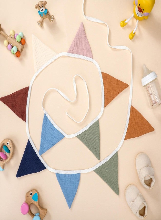 Oudain 15.5 ft Pennant Banner Flags, 2 Pcs Nursery Garland Triangle Bunting Flag Baby Banner for Nursery Decor Baby Birthday Boho Wedding Shower Party Event, Each 7.75 ft(Neutral Color) - Image 3